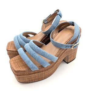 Sam Edelman Tibby Platform Open Toe Block Heeled Sandals Women's Size US8 EU39